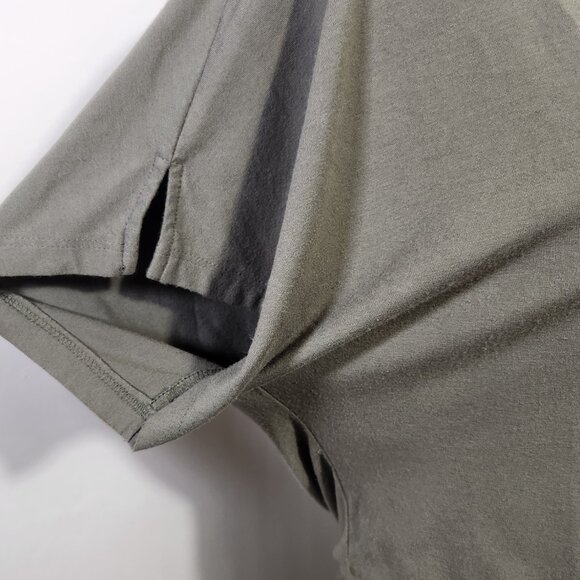 Chico's Size 1/8-10 M Olive Short Sleeve Jersey Knit Elastic Waist Popover Dress - Picture 5 of 13